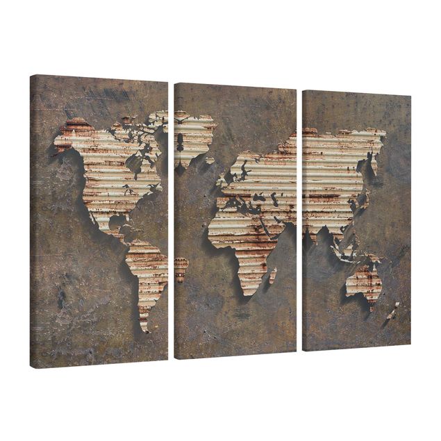 Canvas schilderijen - 3-delig Rust World Map