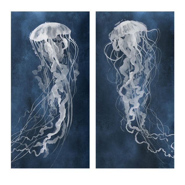 Canvas schilderijen - 2-delig  Jellyfish Dance Set I