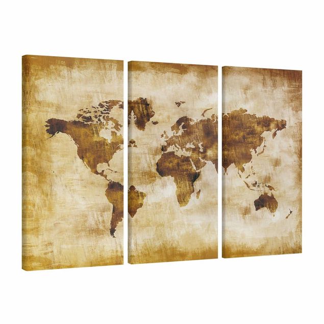 Canvas schilderijen - 3-delig Map of the world