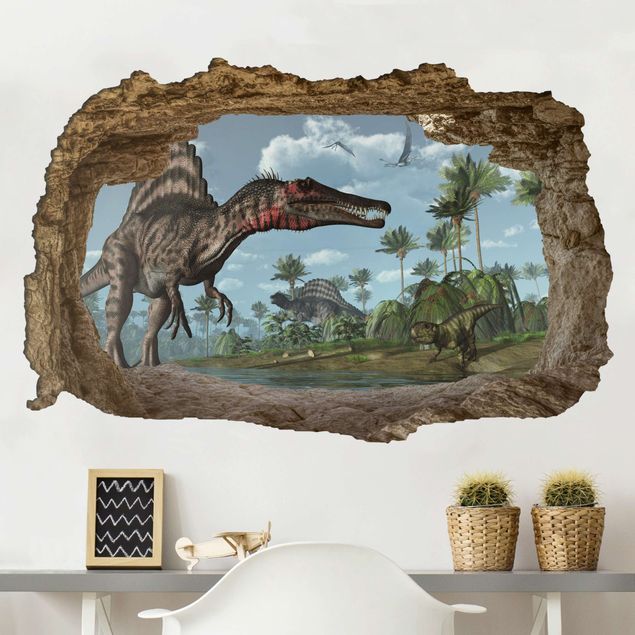 Muurstickers dino Dinosaur landscape