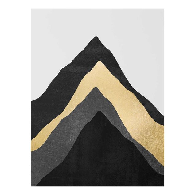 Glasschilderijen Golden Mountain Black White