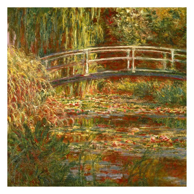 Fotobehang Claude Monet - Waterlily Pond And Japanese Bridge (Harmony In Pink)