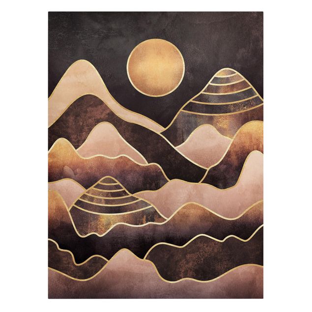 Canvas schilderijen Golden Sun Abstract Mountains