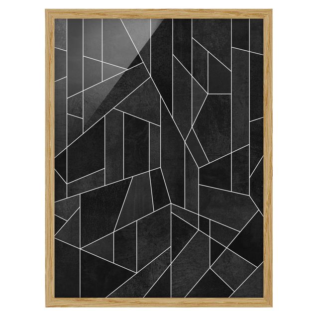 Ingelijste posters Black And White Geometric Watercolour