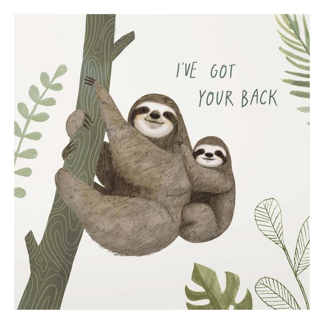 Glasschilderijen Sloth Sayings - Back