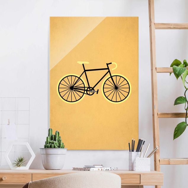 Magnettafel Glas Bicycle In Yellow