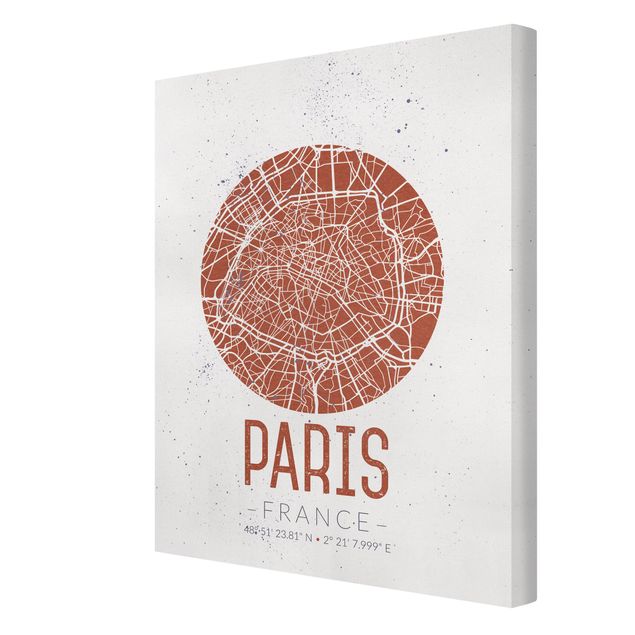 Canvas schilderijen City Map Paris - Retro