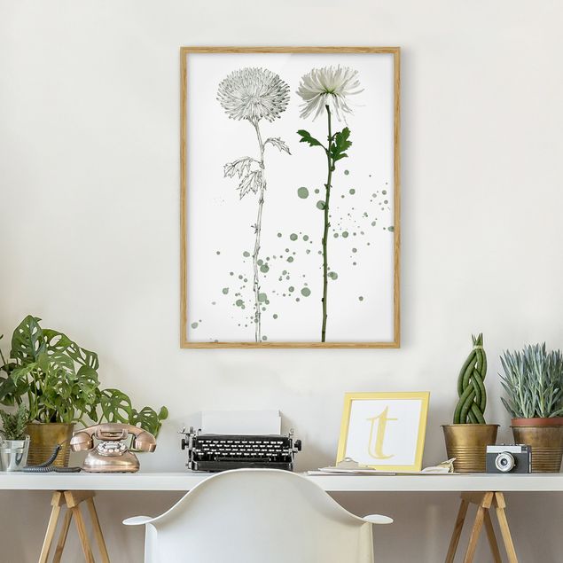Ingelijste posters Botanical Watercolour - Dandelion