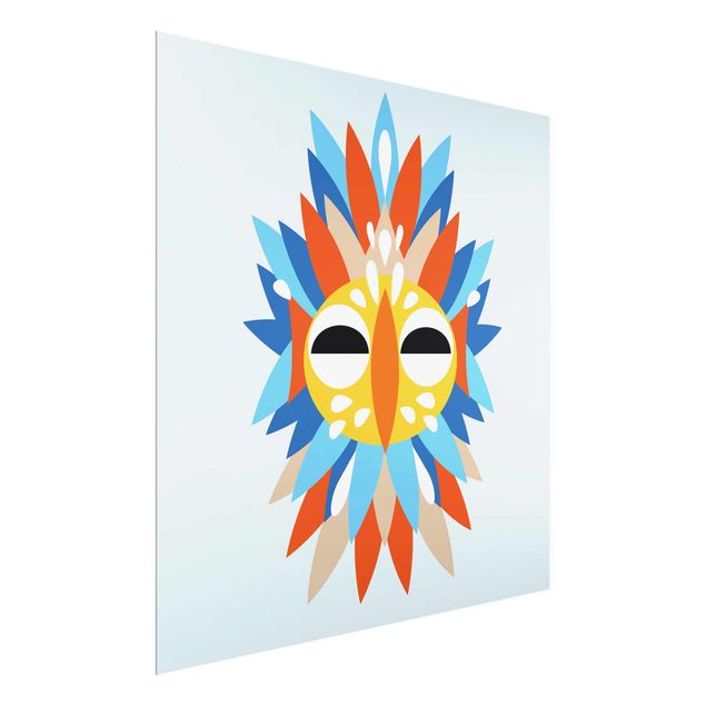 Glasschilderijen Collage Ethnic Mask - Parrot