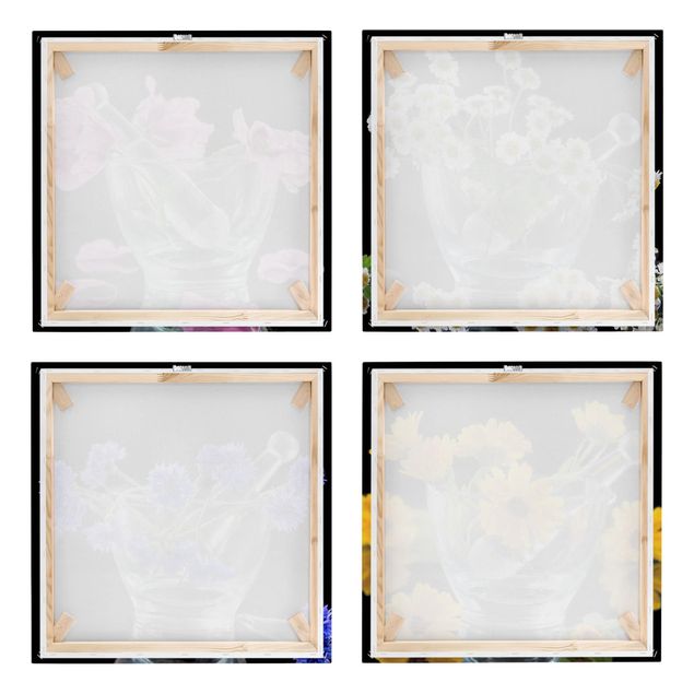 Canvas schilderijen - 4-delig Flowers in a mortar