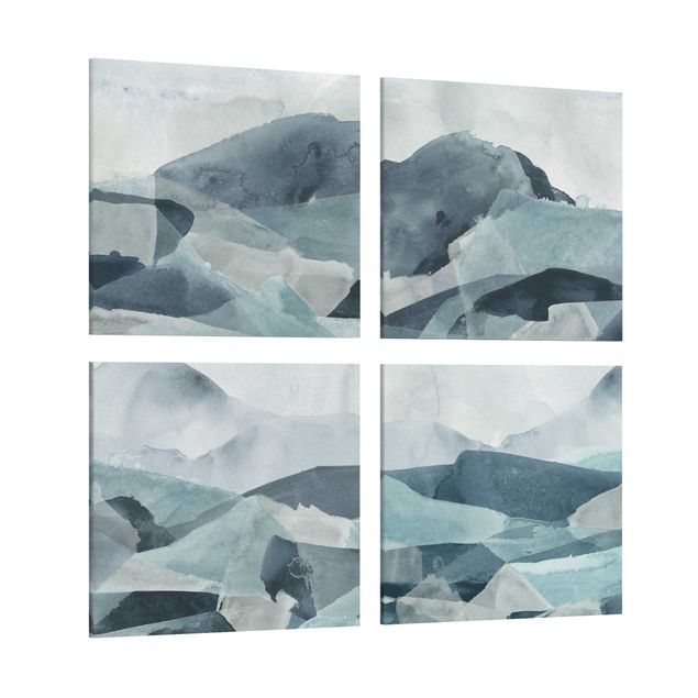 Canvas schilderijen - 4-delig Waves In Blue Set II
