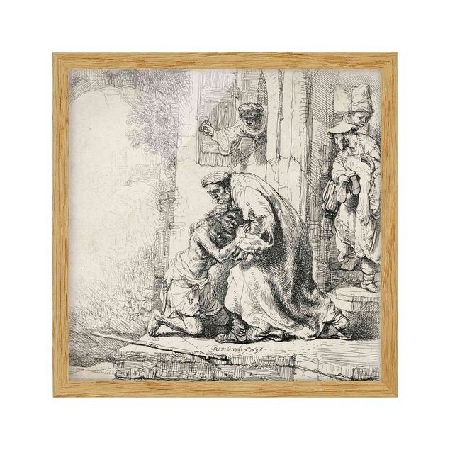 Ingelijste posters Rembrandt van Rijn - The Return of the prodigal Son