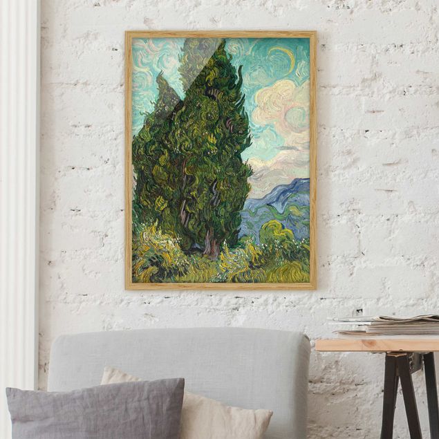 Ingelijste posters Vincent van Gogh - Cypresses