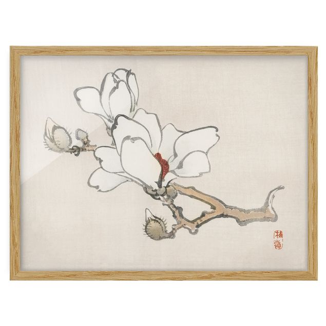 Ingelijste posters Asian Vintage Drawing White Magnolia