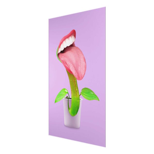Glasschilderijen Carnivorous Plant With Mouth