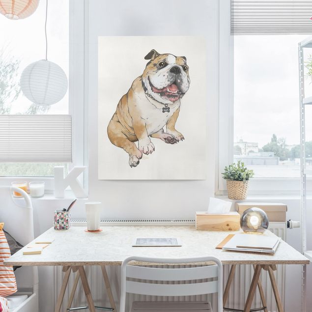 Canvas schilderijen Illustration Dog Bulldog Painting
