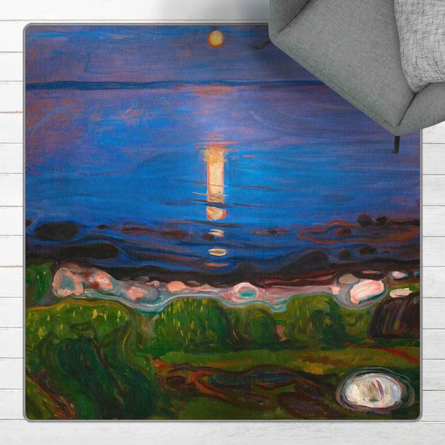 blauw tapijt Edvard Munch - Summer Night By The Beach