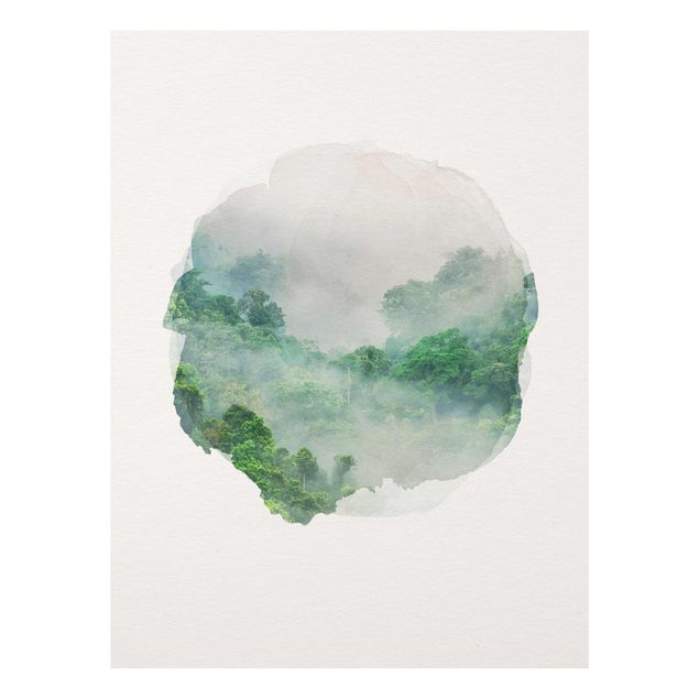Glasschilderijen WaterColours - Jungle In The Mist
