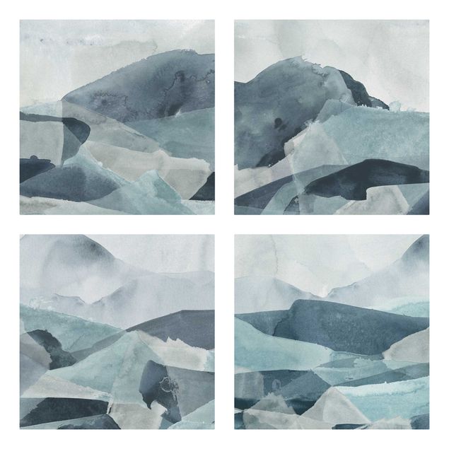 Canvas schilderijen - 4-delig Waves In Blue Set II