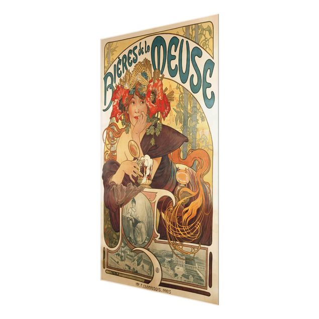 Glasschilderijen Alfons Mucha - Poster For La Meuse Beer