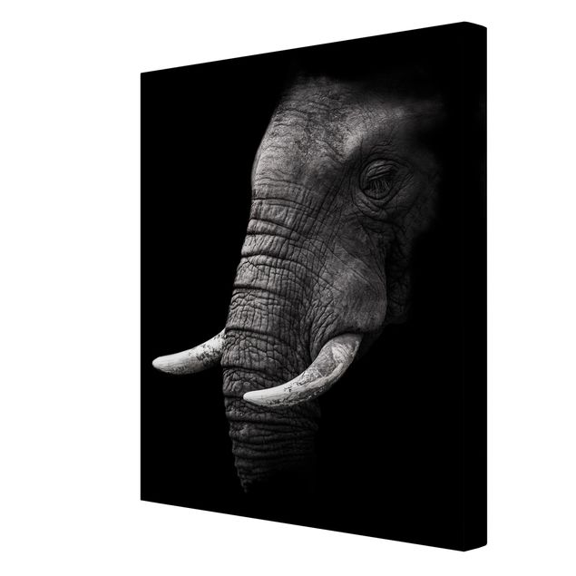Canvas schilderijen Dark Elephant Portrait
