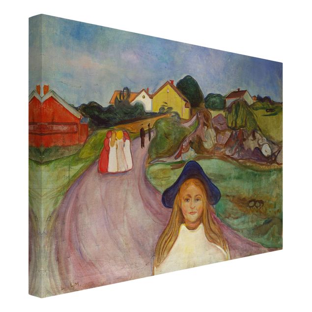 Canvas schilderijen Edvard Munch - Street In Åsgårdstrand