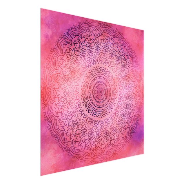 Glasschilderijen Watercolour Mandala Light Pink Violet