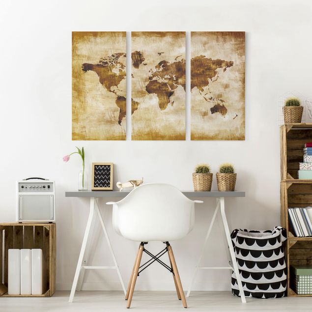 Canvas schilderijen - 3-delig Map of the world