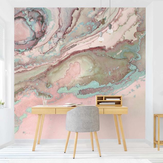 Fotobehang Colour Experiments Marble Light Pink And Turquoise