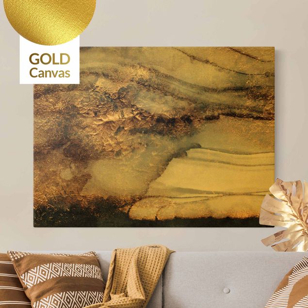 Canvas schilderijen - Goud Golden Marble Painted