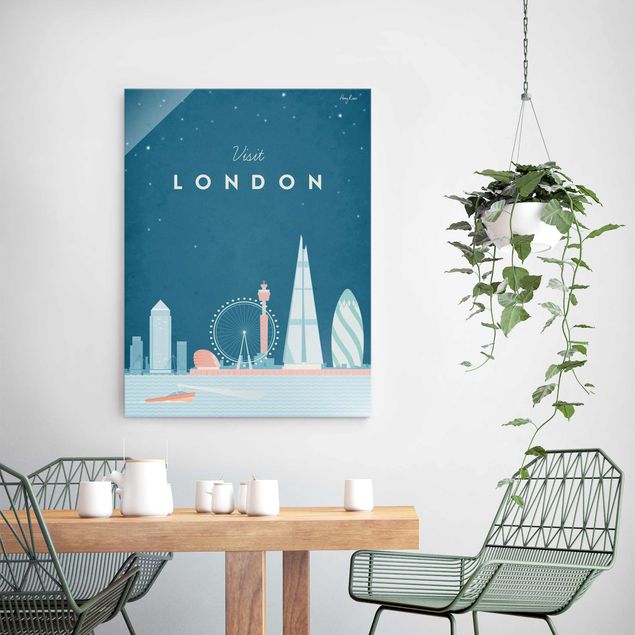 Glasschilderijen Travel Poster - London