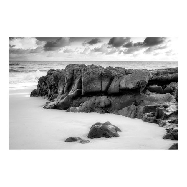 Fotobehang Rock On The Beach Black And White