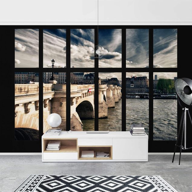 Fotobehang Window Bridge Paris
