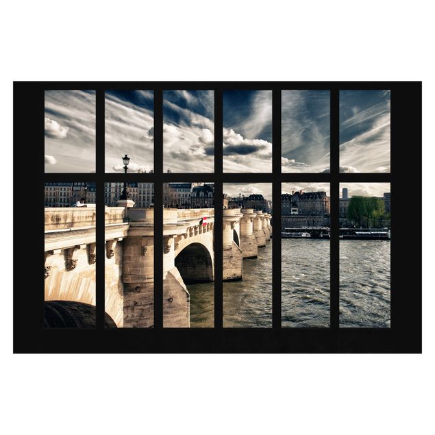 Fotobehang Window Bridge Paris