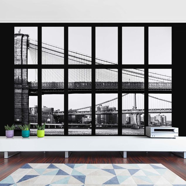 Fotobehang Window Bridges New York