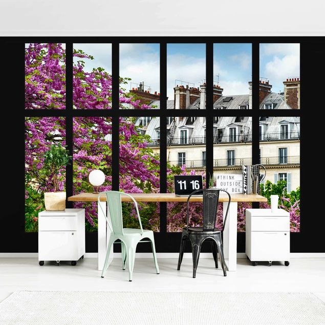 Fotobehang Window Spring Paris