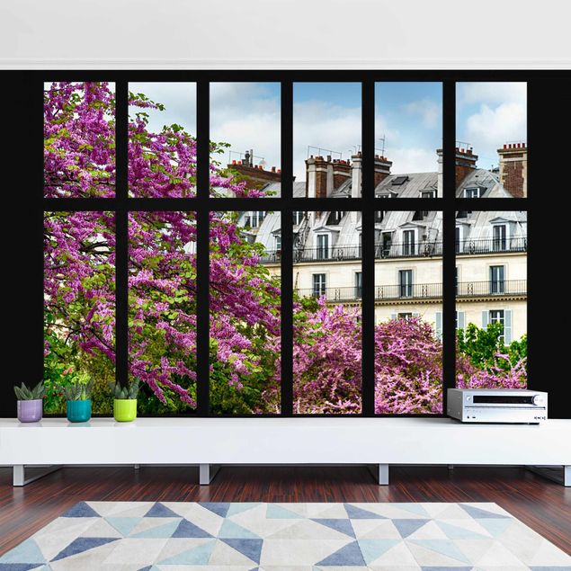 Fotobehang Window Spring Paris