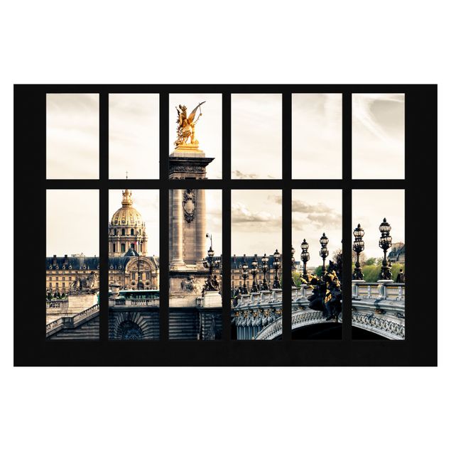 Fotobehang Window Pont Alexandre Paris