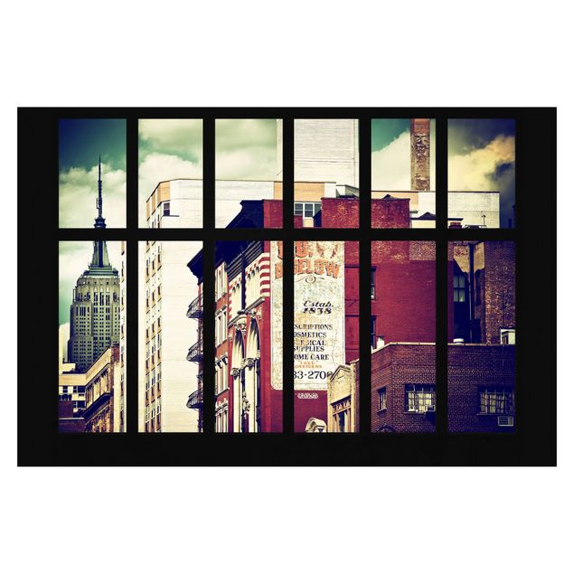 Fotobehang Window View Of New York Building Vintage