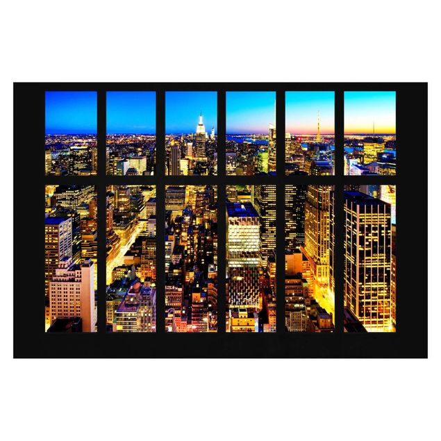 Fotobehang Window View Manhattan Skyline At Night
