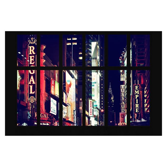 Fotobehang Window View Times Square At Night