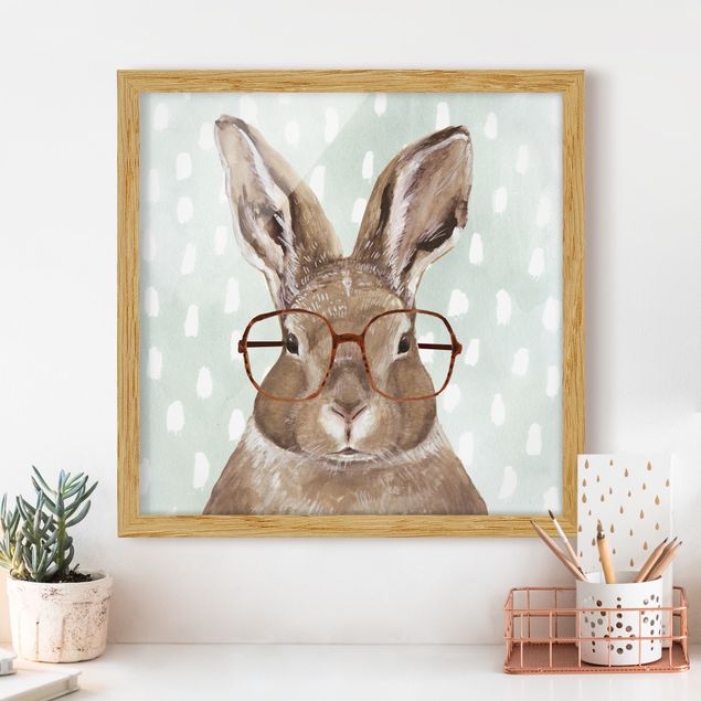 Ingelijste posters Animals With Glasses - Rabbit