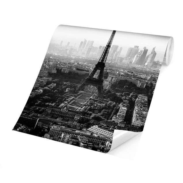Fotobehang The Eiffel Tower From Above Black And White