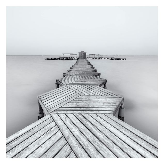 Fotobehang Wooden Pier In Black And White