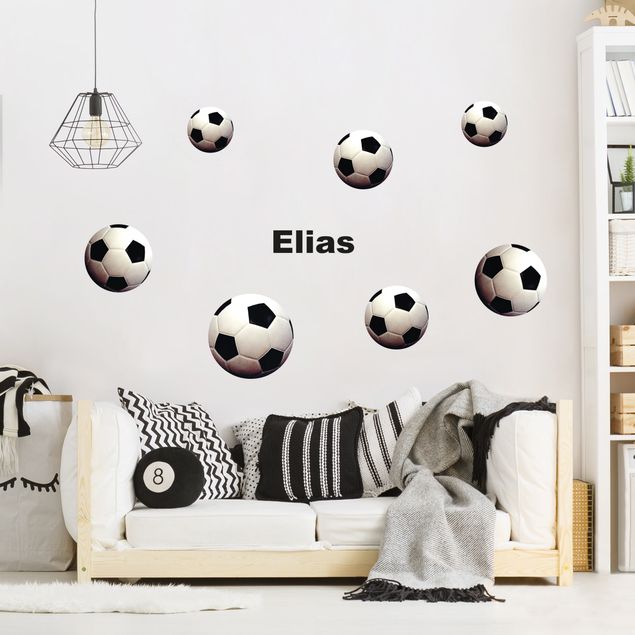 Muurstickers met eigen tekst Soccer balls set