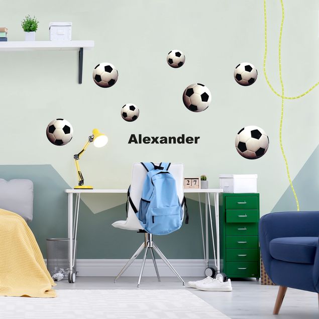 Muurstickers Soccer balls set