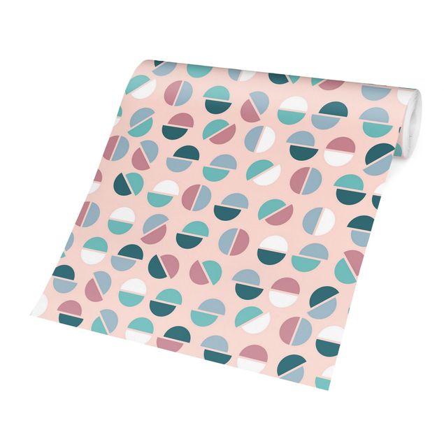 Fotobehang Geometrical Pattern Semicircle In Pastell Colours