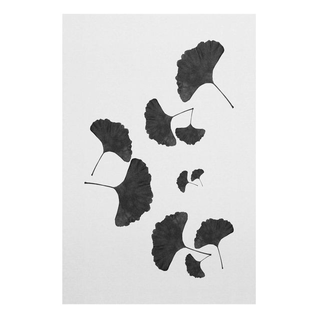 Glasschilderijen Ginkgo Composition In Black And White