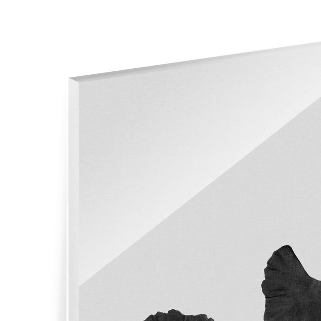 Glasschilderijen Ginkgo Composition In Black And White