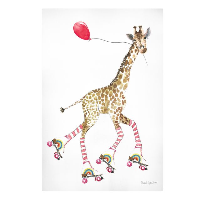 Canvas schilderijen - Giraffe on a joy ride